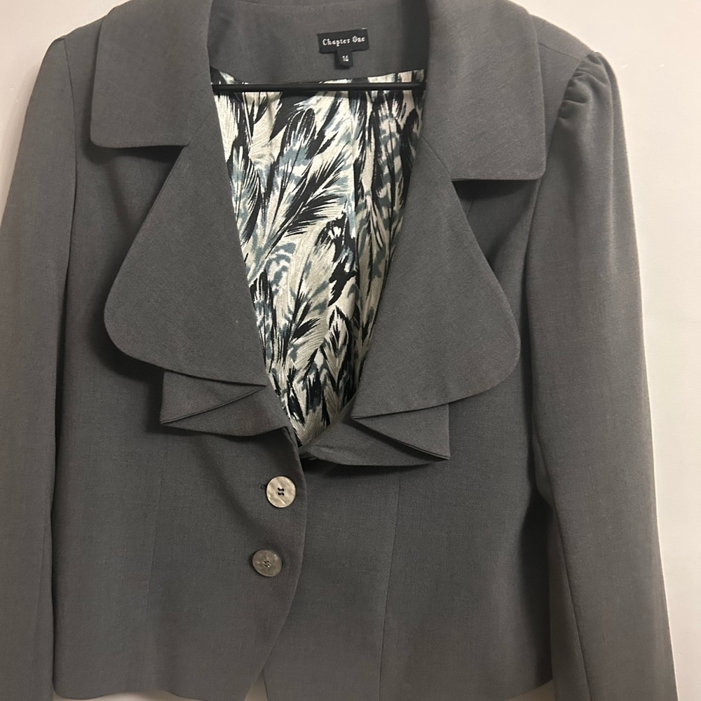 Chapter Gray Blazer Tailored Suit Jacket